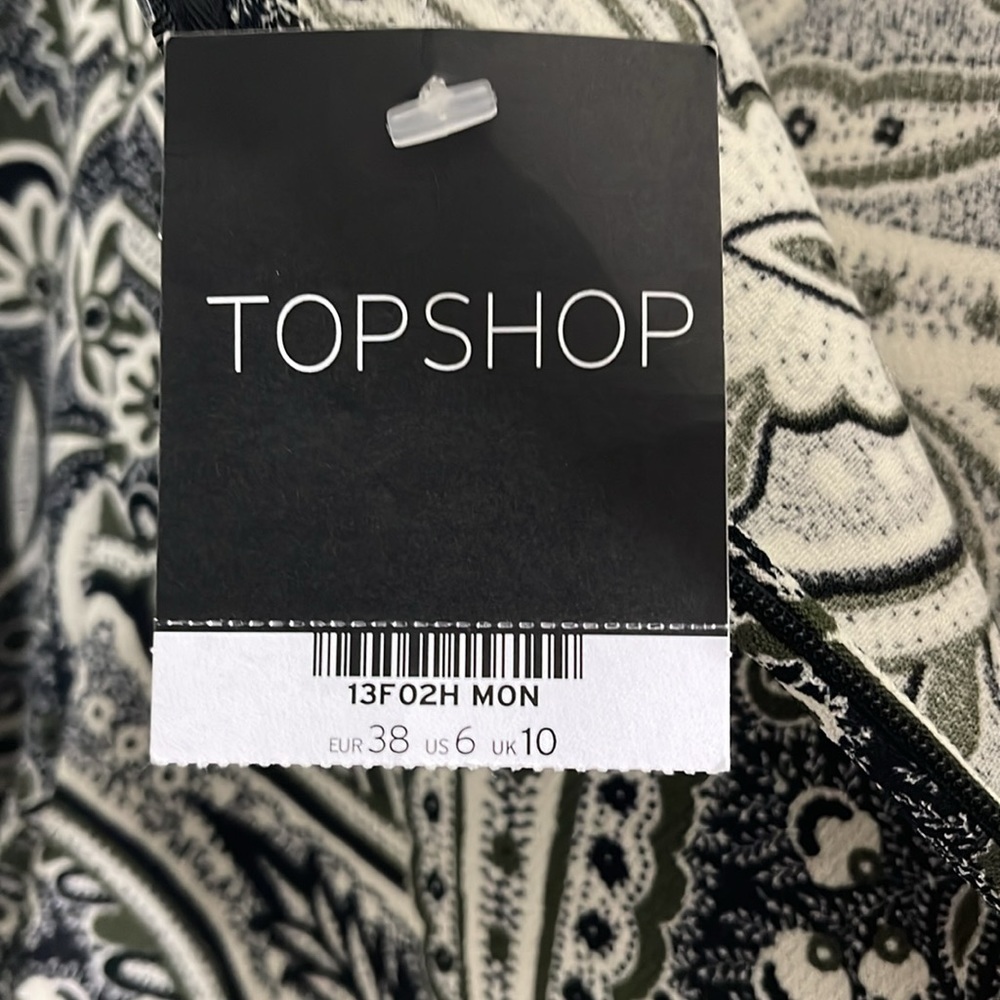 NWT Shop Top, Paisley Women's Sheer sleeve back zippered shirt Size 6 - Picture 8 of 11